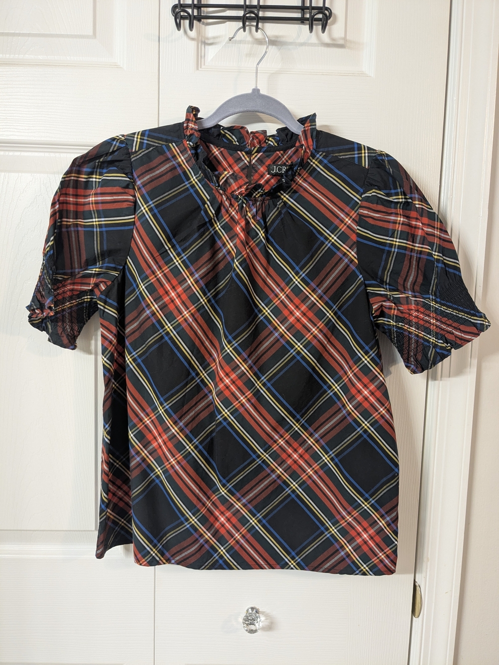 J. Crew Plaid Short Sleeve Blouse Size Small